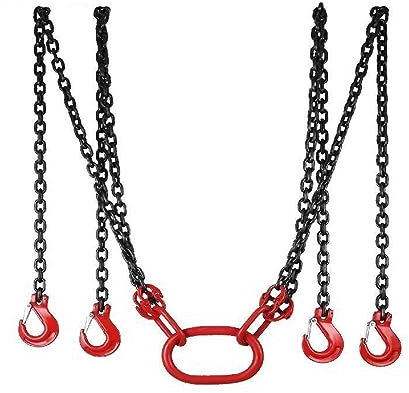 Élingue à chaîne, Élingue de chaîne, élingue de chaîne de Levage soulève 5 tonnes 1,5 m 3 m 4 m x 5/16 Pouces très résistant avec 4 Crochets de qualité et ajusteur en Acier allié G80,légère et portab