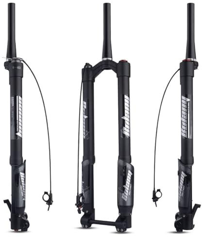 KLYso Mountainbike Tapered Air Suspension Gabel DH Scheibenbremse Federweg 150mm Steckachse Boost 110mm * 15mm Gabel Downhill-Bike Inverted Gabel(Remote Lockout)