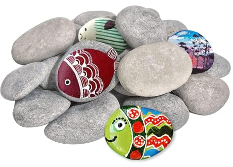 Yuqilin 20 Pièces Galets Plats à Peindre,6-11 CM Pierres Plates à Peindre DIY Galets Rocher Grands Lisses pour Peinture Naturelles Pierre Galets Peinture,pour Peindre Décoration de Jardin