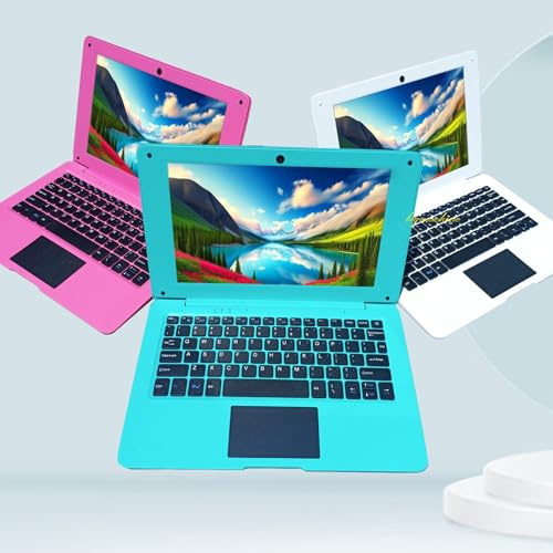 Bigmachine Laptop Computer Mini 10 Zoll Quad Core Powered by Android 12 Netbook 64GB Kleiner mit WiFi Webcam Bluetooth, Lademaus enthalten geeignet für Kinder und Studenten 4 Farboptionen (Blau)