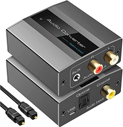 melairo Convertisseur Optique vers Convertisseur Audio Adaptateur Audio NuméRique vers Analogique Coaxial vers AUX 3,5 Mm avec Câble Optique