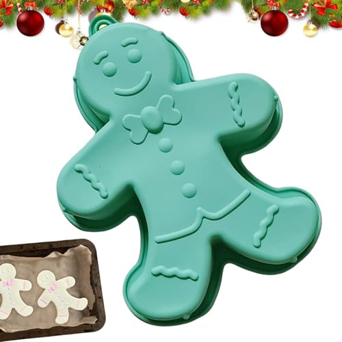 Stampo in silicone antiaderente a forma di omino di pan di, in silicone, a forma di omino di pan di, per dolci natalizi e biscotti