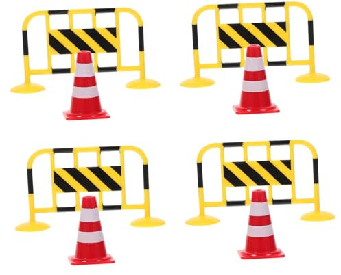 Cabilock 8stücke Teiliges Miniatur-verkehrssperrset Gelben Absperrgittern Und Roten Leitkegeln Kindgerechtes Langlebiges Verkehrsszene-Spielzeug Für Lern Modellsimulation