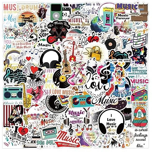 100PCS Music Graffiti Stickers for Kids Teenagers Adults Boys Girls,Music Lovers Decals Decoration Party Laptop Guitar Water Bottle Skateboard Luggage Bicycle