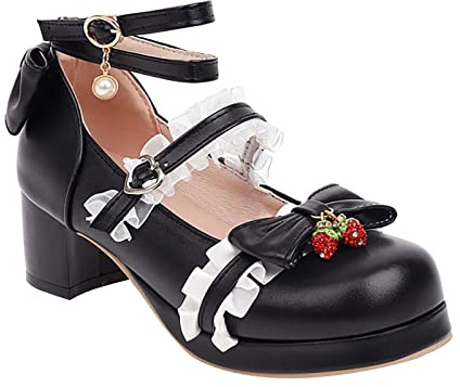 LOIJMK Chaussures pour enfants pour filles Escarpins : chaussures de princesse Mary Jane avec talon Kawaii Lolita, chaussures à talons hauts pour cosplay, fête, chaussures de soirée à plateforme