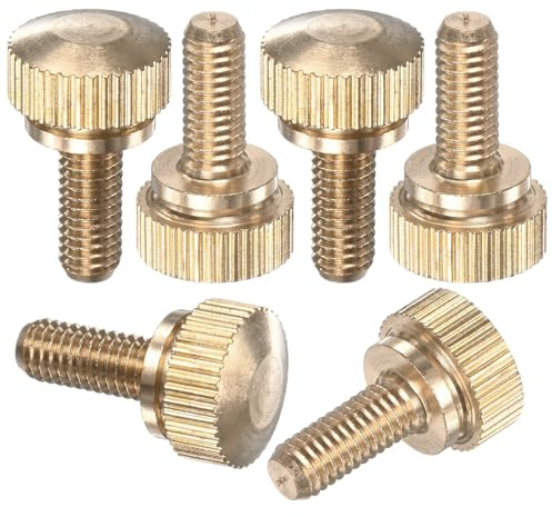 M METERXITY 6er Pack Rändel Rändelmutter M5x12mm Massiv Messing Rundkopf Rändelschrauben Mit Schulter Griff Befestigungselemente Für Schrauben/PC Computer Rändelschraube Mit Rändelspitze