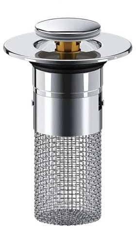 ZFIHAV Bathroom Sink Stopper 2 Pcs Drain Stopper Universal Bathroom Sink Stopper Stainless Steel Anti-Clog Hair Catcher Pop-Up Drain Plug With Filter Basket Home For Bathroom