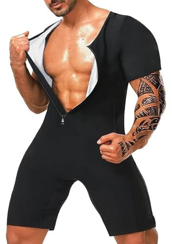 Traje Sauna Adelgazante Hombre, Traje Deportivo para Bajar De Peso Y Quemar Grasa, Moldeador Corporal para Sudar, Trajes De Sudoración para Fitness Yoga Running Silver,L