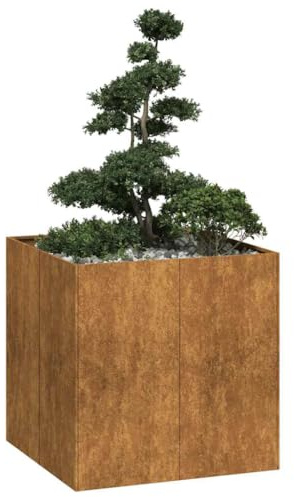 Iiaky Jardinière rouillé 80x80x80 cm Acier Inoxydable,Jardiniere sur Pieds,Bac avec Treillis,Jardiniere Terrasse