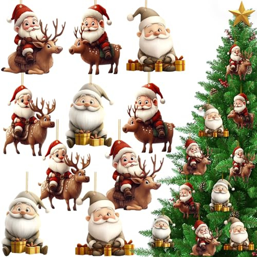 TEBOKHAD 10 Piezas Decoraciones De Navidad, Adornos del árbol De Navidad, Decoración De Navidad De Figura De Papá Noel, Acrílico, para El Hogar, Fiesta De Vacaciones