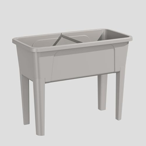simpa XL Raised Bed Plastic 76cm Trough Planter Long Pot - 76.3cm (L) x 59.8cm (H) x 38.9cm (D) (Taupe)