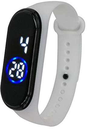 LED mode silikon 50 m sport digital handled unisex klocka herrklocka djärva klockor för män, Vitt, En storlek
