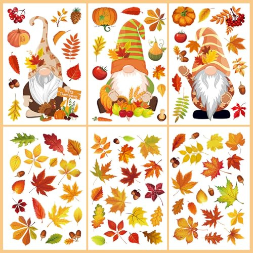 93 Stück Fensterbilder Herbst, Bastelset Herbst Fenster, Thanksgiving Fenster Deko Ohne Kleber, Ahornblätter Fenster Sticker,Für Kinderzimmer Cafeteria