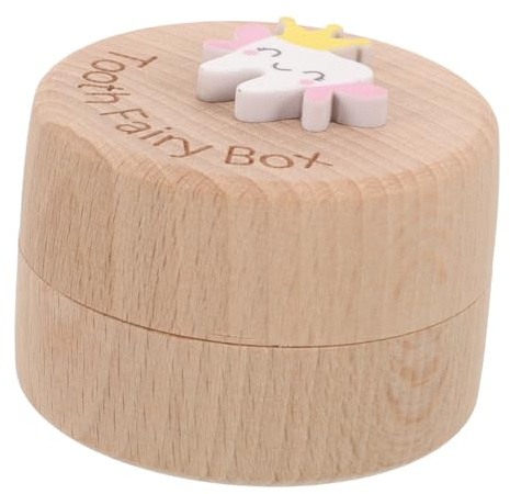 Mikinona Caja de Dientes de Leche para Niños Pequeños de Madera Portátil Diseño de Dibujos Animados, Construcción Resistente y Almacenamiento Seguro para Recuerdos