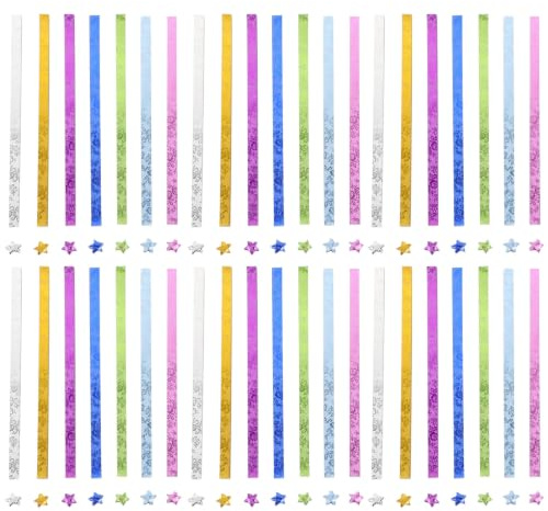 PRETYZOOM 140 Stück Teiliges Origami Papierstreifen Bunte Lucky Star Paper Strips mit Goldglitzer DIY Faltpapier für Dekorative Faltsterne Leicht für Bastelprojekte und Partydeko