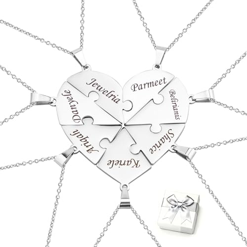 Collana personalizzata a forma di cuore con incisione, collana dell'amicizia con ciondolo a forma di cuore, per 2/3/4/5/6/7/8, regalo per famiglia, amici, coppie, sorella, Acciaio inossidabile