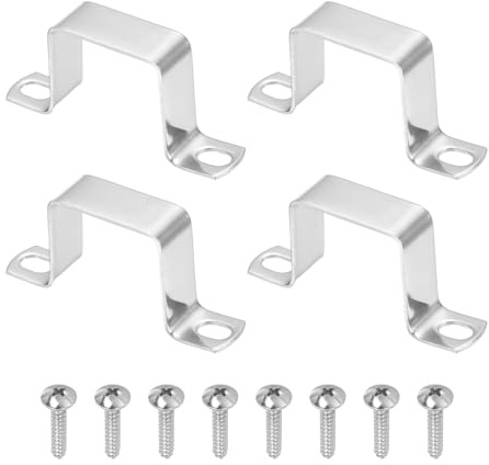 sourcing map 4 abrazaderas de tubo cuadradas de 1.6 x 1.6 pulgadas, soporte de conector en forma de U de acero inoxidable 304 resistente con tornillos autorroscantes para instalación de tubos
