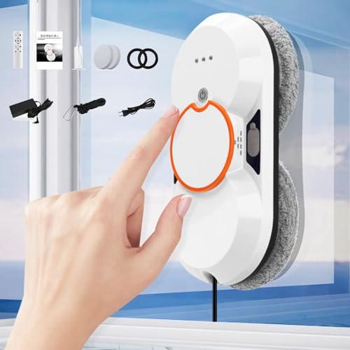 Robot nettoyeur de vitres (double pulvérisateur d'eau) – Planification automatique du chemin, épaisseur du corps de 7 cm – Nettoyage intelligent du verre 5600 Pa (télécommande), pour fenêtres hautes