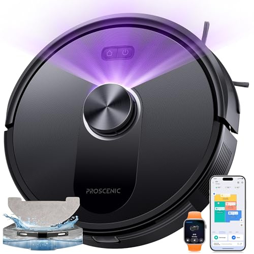 Proscenic Q10+ Robot Vacuum Cleaner with Mop, 8000Pa Strong Suction Robotic Vacuum, LiDAR Navigation, 200Mins Runtime, Smart App Control for Pet Hair, Hard Floors and Carpets
