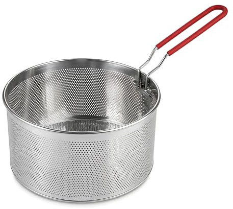 Cesta para Freír de Acero Inoxidable | Cesta para Freidora con Mango Extraíble, Cestillo Freidora, Para Lavar, Escurrir, Freír Profundo, Hervir, Cocinar (20cm)