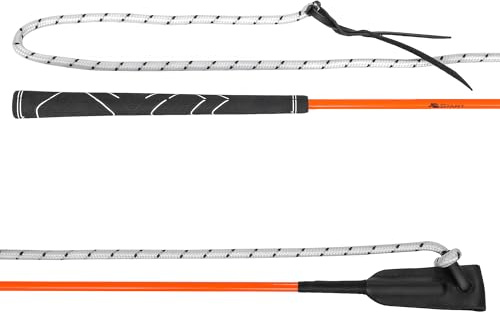 Start Peitsche für Bodenarbeit mit Pferd – leicht und gut ausbalanciert – für präzise Hilfen beim Longieren und Dressurtraining – flexibel und robust – in DREI Größen erhältlich (Orange, 100 cm)