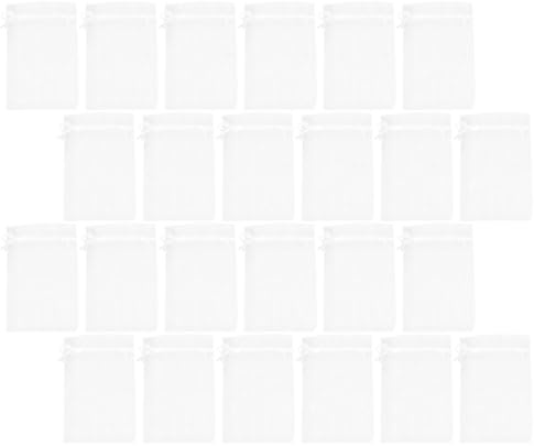 50 Organzabeutel mit Kordelzug 10x15 Cm für Snacks und Kekse | Weiße Geschenktüten, Feines Netzdesign, Vielseitig Nutzbar bei Hochzeit und Hotel