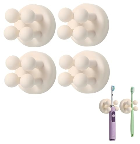 Juego de 4,portacepillos de Dientes de Pared de Silicona | portacepillos de silicona,Portacepillos de silicona resistente al agua per parete per appendere bagno cucina
