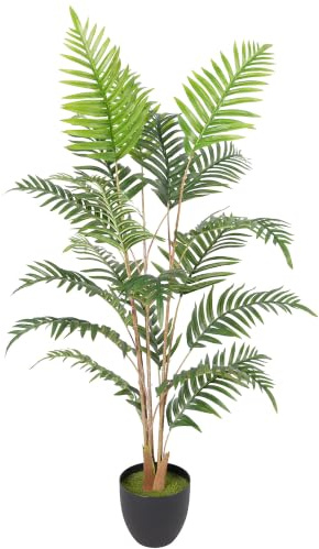 HOMCOM 120cm Artificial Fern Topiary Tree Realistic Artificial Plant Green | Cement Pot, Fake Plant, Indoor, Outdoor, Front Porch, Home Decor