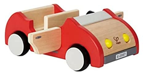 Hape Puppenhaus Familienauto aus Holz Autospielzeug, Schiebeauto Ausstattung für Puppenhaus Möbelset