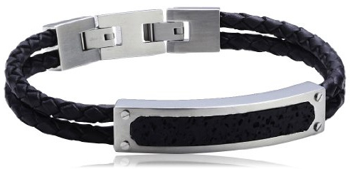 S. Oliver Herren-Armband Edelstahl Leder 4176