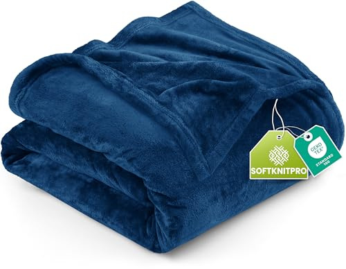 Utopia Bedding Fleece Throw Blanket 127x152cm – Soft Warm Lightweight Breathable Small Versatile Luxury Decorative Throws For Sofa, Bed, Chair & Settees – Cosy Home Gift For Adults, Navy