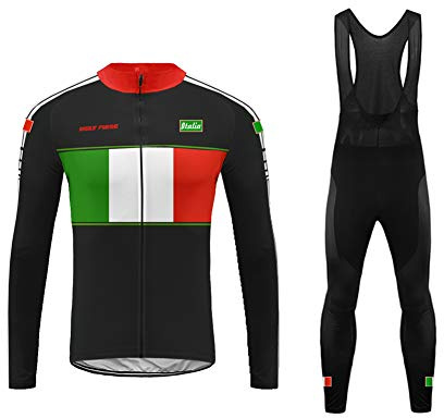 UGLY FROG Uglyfrog Herren Fahrradbekleidung Langarm Radtrikot Set Outdoor Radsport Gemütlich Radkleidung Trikot Jersey + Lange Radlerhose im Winter