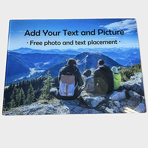 ShopQuality4U Personalised Customised Glass Cutting Board Cheese Board Cutting Cheese Board 20x28cm with Your own Photo Printed