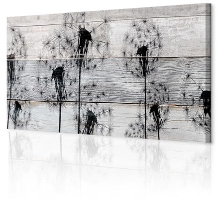 decomonkey Wandbilder Pusteblume 120x40 cm 1 Teilig Leinwandbilder Wanddeko | Strukturleinwand, Holzkeilrahmen, Bild auf Leinwand, Kunstdruck, Wohnzimmer, Wanddekoration, Abstrakt, Blumen, Holz