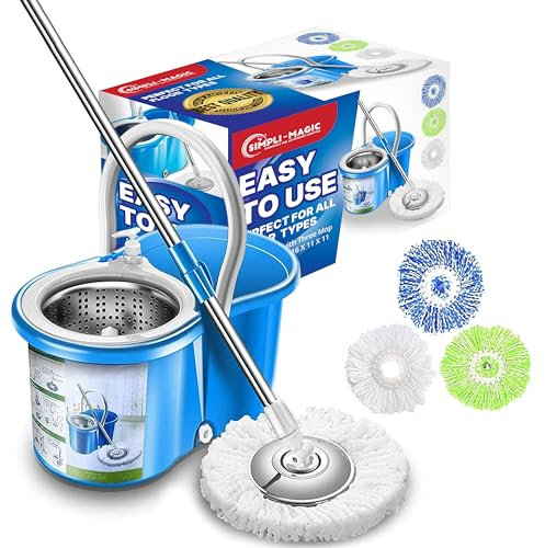 Simpli-Magic Mopa giratoria con 4 Cabezales incluidos, Azul