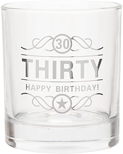 Vaso de alcohol para 30.º cumpleaños ‘Thirty. Happy Birthday!’, 350 ml, en caja de regalo
