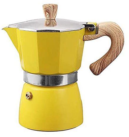 JUSTYINUO Caffettiere Aluminio Moka Espresso Macchina da caffè Filtro Filtro Pentola Pentola 3 Tazze (Giallo) .Tea Pots & Coffee Servers (Color : Yellow)