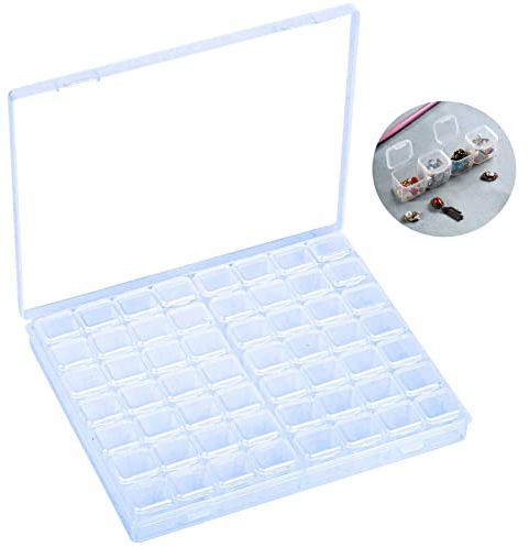 ZTMAKYLH 1 Stück Diamond Painting Zubehör Box, Diamant Stickerei Sortierbox, Kunststoff Perlenbox, Compartments Sorting Box, zum Aufbewahren von Bastelschmuck, Maniküre, Ohrringen, Perlen(56 Gitter)