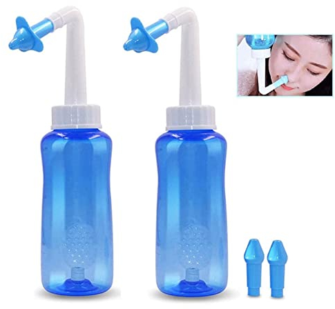 2 Pcs L'irrigation Nasale, Lavage Nasal Nettoyage Nasal 500ml Kit D'irrigation Nasale Bouteille De Rinçage De Sinus Nettoyant De Nez D'Irrigation Nasale pour Adulte Et Enfant