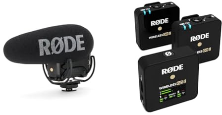 RØDE VideoMic Pro+ Premium Shotgun-Mikrofon & Wireless GO II Ultrakompaktes Kabelloses Zweikanal-Mikrofonsystem