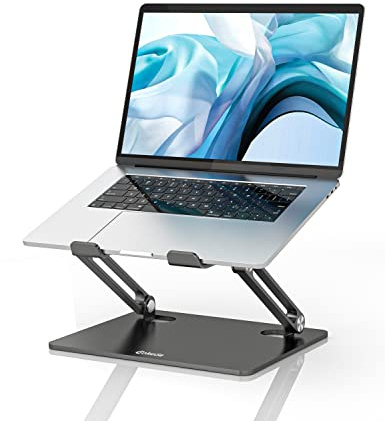 GOKEDA Laptop Stand, Ergonomic Metallic Adjustable Laptop Riser, Portable Computer Stand for Desk Compatible for MacBook Pro/Air, Lenovo, Samsung, Acer, And Laptops & Tablets Up To 15 Inches