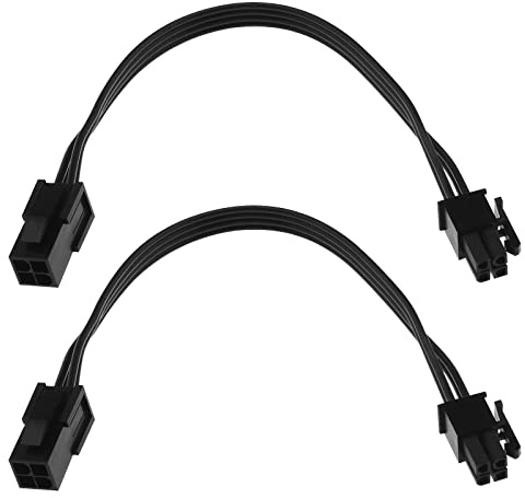 ECSiNG 2PCS ATX 4 Pin Male to Female CPU Power Extension Cable for Desktop Computer 12V Power Supply and CPU Power Connector 18 AWG 22cm