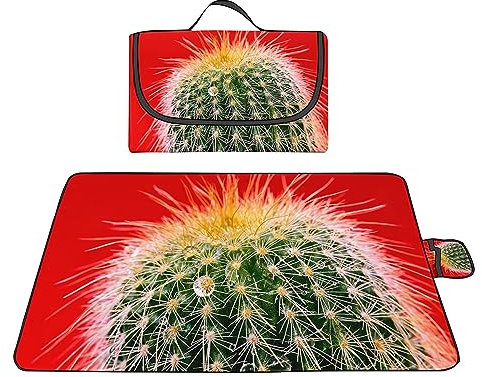 Manta de Picnic Bola de cactus roja,180x200cm,Grande al Aire Libre Manta Picnic Impermeable,Colchoneta de Camping Plegable,Lavable a Máquina,para Fiestas de Picnic,Camping,Viajes al Aire Libre