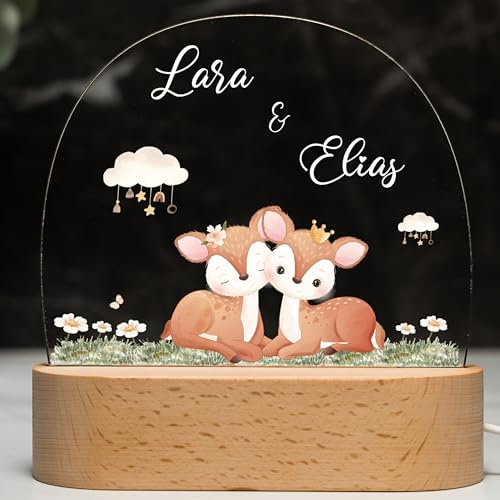 Kidsmood - Nachtlicht Kinder mit Wunschnamen, personalisierte Nachtlampe dimmbar - Mit niedlichem Tiermotiv als Personalisierte Geschenke Kinder zur Taufe, Geburt, Ostern & Babygeschenke