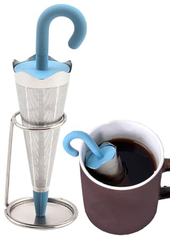 tedious Umbrella Tea Strainers Loose Tea1/4 Pcs Stainless Steel Tea InfuserCreative Umbrella-Shape Tea Strainer with Drip TrayReusable Tea Infusers Accessories Christmas Gifts Friends