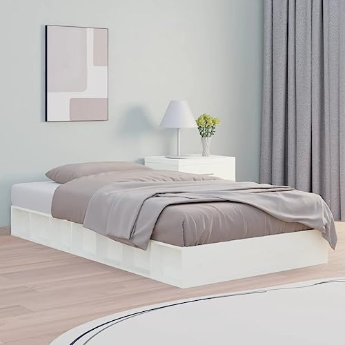 ZQQLVOO Bettgestell Familienbett Palettenbett Massivholzbett Weiß 120x190 cm 4FT Small Double Geeignet für Familienzimmer