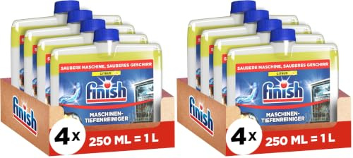 Finish Maschinentiefenreiniger Citrus – Flüssiger Maschinenreiniger gegen Kalk und Fett für eine saubere Spülmaschine – Sparpack mit 4 x 250 ml Maschinenpfleger mit Zitronenduft (Packung mit 2)