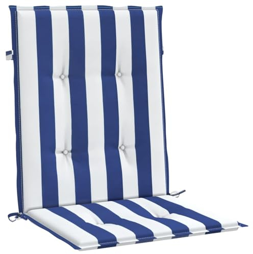 Tidyard 4X Gartenstuhlauflagen Niedriglehner, Sitzauflagen, Stuhlauflagen für Niederlehner, Auflagen Niedriglehner, Gartenstuhl Auflage Kissen Sitzkissen Stuhlkissen, Blau & Weiß Gestreift Stoff