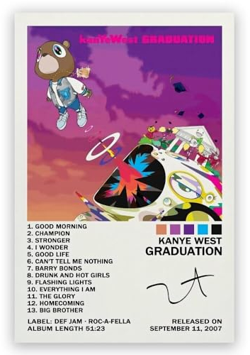 CHYgalvantic Kanye Poster West Graduation Album Cover Leinwand Poster Wandkunst Poster Schlafzimmer Malerei Dekor Poster 50,8 x 76,2 cm ungerahmt Stil 3