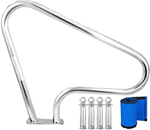 LaYiQimn Pool Rail Pool Handrails Swimming Pool Safety Hand Rail, Stair Pool Hand Rail Rated 250Lbs Load Capacity, Pool Handrail with Blue Grip Cover, Screws/22 * 30 inch